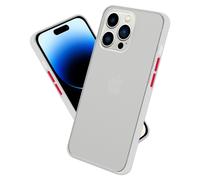 Coque pour Apple iPhone 14 PRO MAX en Transparent Givré - Touches Rouges Housse de protection Étui hybride avec intérieur en silicone TPU et dos en plastique mat