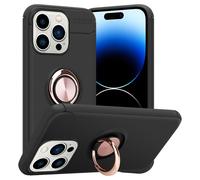 Coque pour Apple iPhone 14 PRO MAX en NOIR - OR ROSE Housse de protection Étui avec anneau de focalisation en silicone TPU