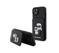 Coque pour Apple iPhone 15 Plus Saffiano avec porte-cartes Noir