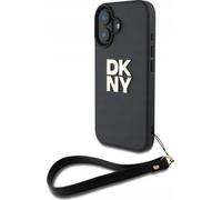 Étui DKNY pour iPhone 16 6.1 noir étui rigide Wrist Strap Stock Logo
