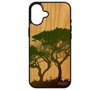 Coque Pour Apple Iphone 16+ Plus En Bois Et Silicone Arbres Ecolo Peinture Ecologie Telephone Mobile De Protection Housse Unique Zen