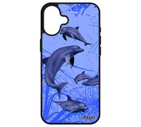 Coque Pour Apple Iphone 16+ Plus Silicone Dauphin Etui Fonds Marins Personnalisé Animal Mer. Original Ocean Noir Algue Bleu Marsouin