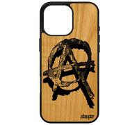 Coque Pour Apple Iphone 16 Pro Max Bois Silicone Anarchie Noir Gothique Rock Revolution Anarchiste Anarchy Punk Street Art Dessin De