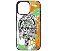 Coque pour Apple iPhone 16 pro max silicone femme fleur aluminium tatouage feuilles nature coloré antichoc Orange dessin ethnique azteque