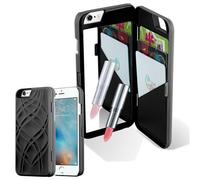 cadorabo - > Apple iPhone 6 Plus/iPhone 6S Plus < Coque Tourbillon Housse Hard Cover avec décoration, Miroir et 2 emplacements pour Les Cartes en Noir