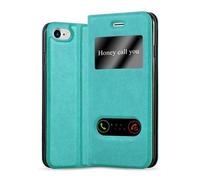 Coque Pour Apple Iphone 7 / 7s / 8 / Se 2020 En Turquoise Menthe Housse De Protection Étui Avec Fermeture Magnétique, Fonction De Support Et 2 Fenêtres De Visualisation