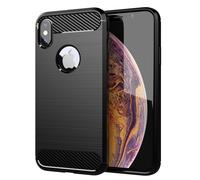 Coque pour Apple iPhone X / XS en Brushed Noir Housse de protection Étui en silicone TPU flexible, aspect inox et fibre de carbone
