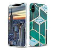 Coque pour Apple iPhone X / XS en Marbre Or Blanc Vert Foncé No. 6 Housse de protection Étui en silicone TPU avec motif mosaïque