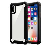 Coque pour Apple iPhone X / XS en NOIR AULNE Housse de protection Étui 2 en 1 avec bord en silicone TPU et dos en verre acrylique