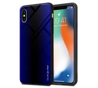 Coque pour Apple iPhone X / XS Aspect rayé en COBALT VIOLET Housse de protection Étui en silicone TPU et dos en verre trempé