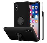 cadorabo Coque Compatible avec Apple iPhone X/XS en Liquid Black - Etui pour Téléphone Portable en Silicone TPU Souple avec Anneau - Coque en Silicone Ultra Slim Soft Back Cover Case Bumper