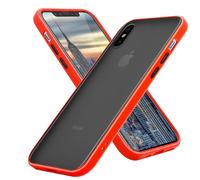 cadorabo Étui Compatible avec Apple iPhone X/XS en Rouge Givré - Touches Noires - Coque de téléphone Portable avec Silicone TPU à l'intérieur et Dos en Plastique Mat - Housse de Protection