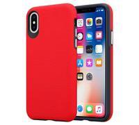Coque pour Apple iPhone X / XS en ROUGE OEILLET Outdoor Housse de protection Étui hybride avec surface antidérapante extra grip au design triangle en silicone et plastique