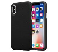 Coque pour Apple iPhone X / XS en NOIR DAHLIA Outdoor Housse de protection Étui hybride avec surface antidérapante extra grip au design triangle en silicone et plastique