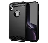 Coque pour Apple iPhone XR en Brushed Noir Housse de protection Étui en silicone TPU flexible, aspect inox et fibre de carbone