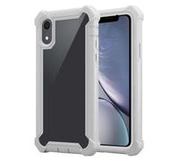 Coque pour Apple iPhone XR en GRIS BOULEAU Housse de protection Étui 2 en 1 avec bord en silicone TPU et dos en verre acrylique