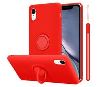cadorabo Coque Compatible avec Apple iPhone XR en Liquid Red - Etui pour Téléphone Portable en Silicone TPU Souple avec Anneau - Coque en Silicone Ultra Slim Soft Back Cover Case Bumper