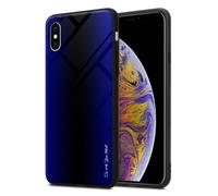 Coque pour Apple iPhone XS MAX Aspect rayé en COBALT VIOLET Housse de protection Étui en silicone TPU et dos en verre trempé