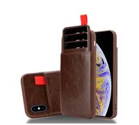 Coque pour Apple iPhone XS MAX en BRUN CHÊNE Housse de protection Étui en silicone TPU et revêtement en similicuir, avec compartiment et emplacements pour cartes amovibles