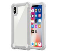 Coque pour Apple iPhone XS MAX en GRIS BOULEAU Housse de protection Étui 2 en 1 avec bord en silicone TPU et dos en verre acrylique