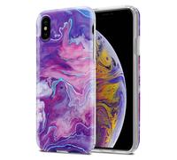 Coque pour Apple iPhone XS MAX en Marbre Violet Rose No. 19 Housse de protection Étui en silicone TPU avec motif mosaïque