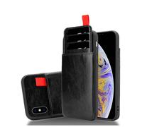 Coque pour Apple iPhone XS MAX en NOIR D'ÉBÈNE Housse de protection Étui en silicone TPU et revêtement en similicuir, avec compartiment et emplacements pour cartes amovibles