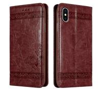 Coque pour Apple iPhone XS MAX en Rouge Foncé avec ornements Housse de protection Étui avec fermeture magnétique, fonction de support et compartiment pour carte