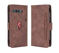 Coque pour Asus ROG Phone 3 ZS661KS Étui à Rabat en Cuir PU Portefeuille Housse Simili Cuir Flip Cover Magnétique Anti-Choc avec Fonction Stand Etuis Compatible avec Asus ROG Phone 3 ZS661KS, Marron