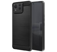 Coque pour Asus Zenfone 11 Ultra Souple Effet Carbone et Brossé Noir
