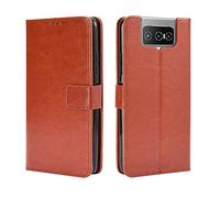 Coque pour Asus Zenfone 7 Pro ZS671KS Étui à Rabat en Cuir PU Portefeuille Housse Simili Cuir Flip Cover Magnétique Anti-Choc avec Fonction Stand Etuis Compatible avec Asus 7 Pro ZS671KS, Marron