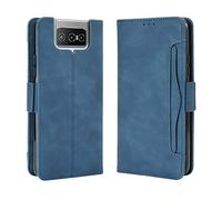 Coque pour ASUS Zenfone 7 Pro ZS671KS Étui à Rabat en Cuir PU Portefeuille Housse Simili Cuir Flip Cover Magnétique Anti-Choc avec Fonction Stand Etuis Compatible avec ASUS 7 Pro ZS671KS, Bleu