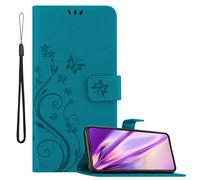 cadorabo Coque Compatible avec ASUS ZenFone 8 Flip en Bleu Floral - Housse Protection en Design de Fleur avec Fermoire Magnétique, Stand Horizontal et 3 Fentes Cartes - Etui Poche Case Cover