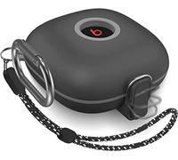 Coque pour Beats Fit Pro: AIYAAIYA Étui Compatible avec Les Écouteurs Beats Fit Pro 2021 Armure de Protection Antichoc avec Serrure Anti-Perte Lanière Porte-clés (Noir)