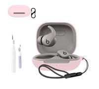 Coque pour Beats Powerbeats Fit - Coque de protection pour écouteurs NOUKAJU (avec mousqueton, cordon et stylo de nettoyage) - Anti-chute, anti-rayures et anti-chocs - Rose