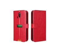Coque pour Blackview BV7200 Protection Antichoc Effet Etui Cuir et Intérieur TPU avec Porte-Cartes Fonction de Suppport Rouge