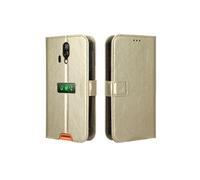 Coque pour Blackview BV7200 Protection Antichoc Effet Etui Cuir et Intérieur TPU avec Porte-Cartes Fonction de Suppport Doré