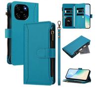 Coque pour Blackview Color 6, Étui Housse en Cuir PU Protection avec Porte Carte, Fonction Support, Dragonne,Bleu
