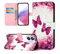 Coque pour Blackview Color 8 / Oscal Modern 8, 3D en Cuir PU Étui Portefeuille à Rabat Housse Cover avec Porte Cartes Fermeture Magnétique Etui pour Blackview Color 8 / Oscal Modern 8, Papillon Rouge