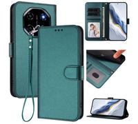 Coque Pour Blackview Shark 6, Housse de téléphone en cuir uni avec cadre 3 cartes - Vert blue COQUE TELEPHONE