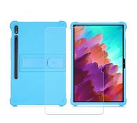 Coque pour Blackview Tab A7 Kids, Silicone TPU Cover Souple Cristal Bumper Housse Étui Case + Film Protecteur Verre trempé écran (10,1") - Bleu2
