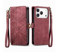 COQUE pour Blackview Wave 7C, avec [Fente pour Carte][lanière][Poche zippée], Housse Detection Antichoc en Cuir PU, pour Blackview Wave 7C-Rouge