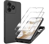 Coque pour Blackview Wave 8C/Blackview Wave 8 avec 2 Pièces Verre Trempé, Silicone Étui Protection Anti-Rayures Bumper , Noir