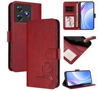 Coque pour Blackview Wave 8C/Wave 8 Étui Portefeuille, Panda PU Cuir Flip Antichoc Housse avec Support/Fentes pour Cartes.Red wine