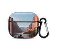 Coque pour casque Bluetooth avec imprimé Canyon River rouge - Coque rigide en polycarbonate résistant aux chocs - Couverture complète compatible avec le chargement sans fil et les Airpods (3e