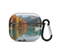 Coque pour casque Bluetooth, paysage d'automne du lac de Kanas - Coque rigide antichoc en polycarbonate - Couverture complète compatible avec le chargement sans fil et les Airpods (3e génération) avec