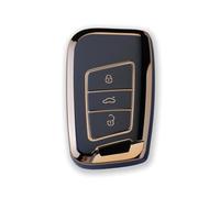 Coque pour clé de Voiture TPU RUXYAXFOL, Compatible avec VW Golf 7, Passat B8, Seat Leon, Ibiza, Tiguan, T - Cross, Polo, CC, Skoda Superb, Kodiaq, 2 pièces,Or Noir