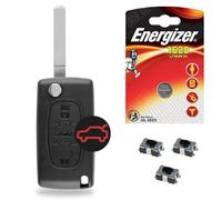 Coque pour Clé Plip Compatible avec Télécommande Citroen Berlingo | Boitier de Clef 3 Boutons - Kit iRace Keys® (CE0523 - Pile sur Carte électronique)