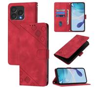 Coque pour Cubot A40 6.88"", Housse de Protection Etui Portefeuille Premium en Cuir PU avec Fonction Stand -Rouge PT05