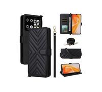 Coque pour Cubot P90 Etui Portefeuille pour Téléphone Portable en Cuir PU Souple avec Fermeture Magnétique Bandoulière Longue et Porte-cartes Noir