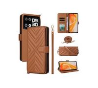 Coque pour Cubot P90 Etui Portefeuille pour Téléphone Portable en Cuir PU Souple avec Fermeture Magnétique Bandoulière Longue et Porte-cartes Marron